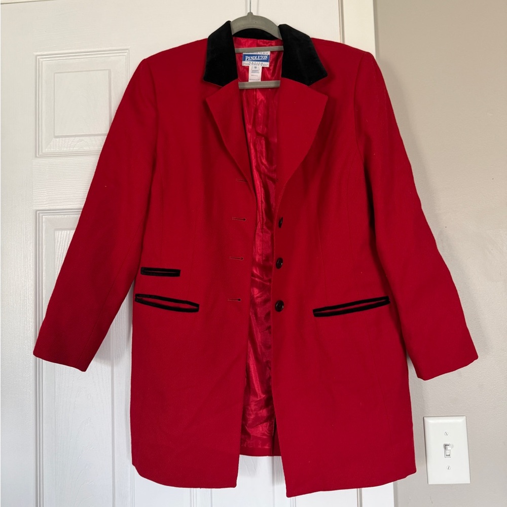 Pendleton 100% Virgin Wool Red Classic Petite Coa… - image 1